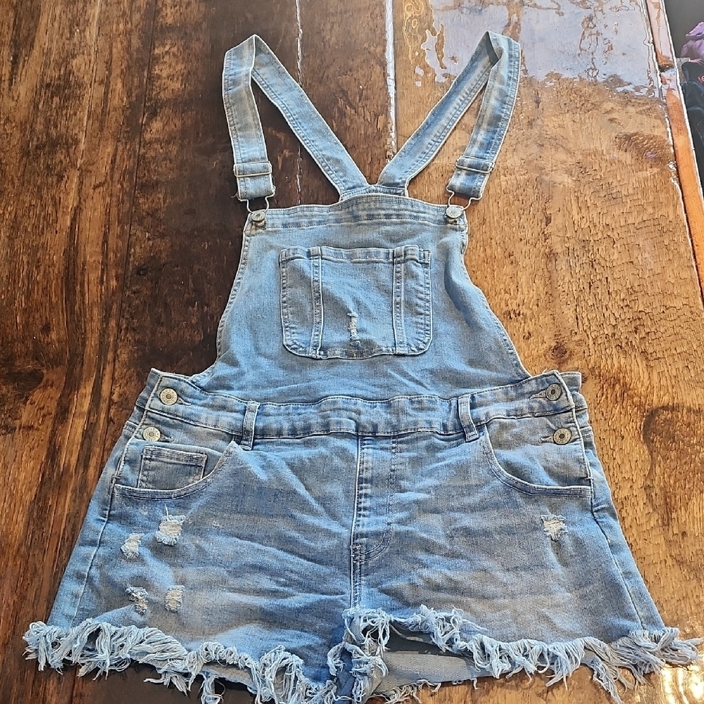 Distressed Denim Overalls